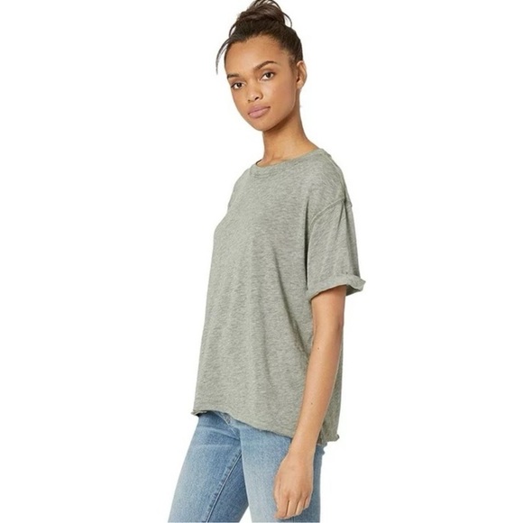 Free People We the Free Cassidy Tee Army Green Casual Cotton Tshirt Small Boxy - Picture 14 of 15